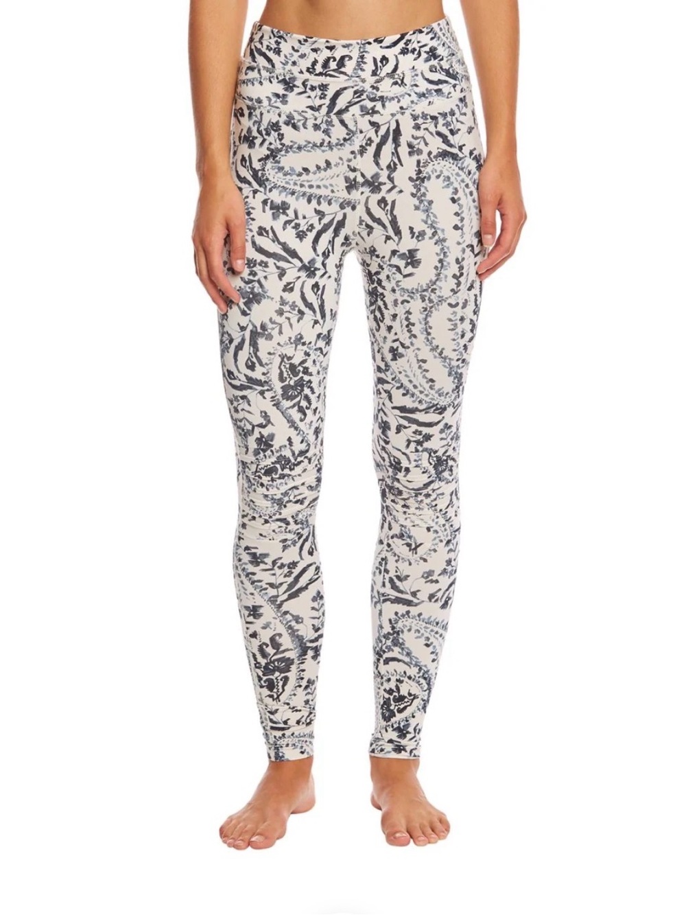 FP Movement by Free People Ivory Leggings with Charcoal Paisley